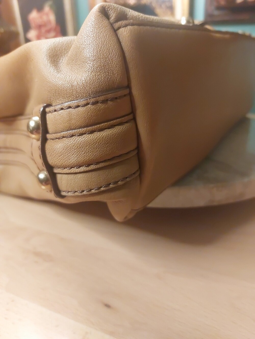 Banana Republic High End Leather Converable Hobo Satchel Camel Color & Brass - Picture 17 of 17